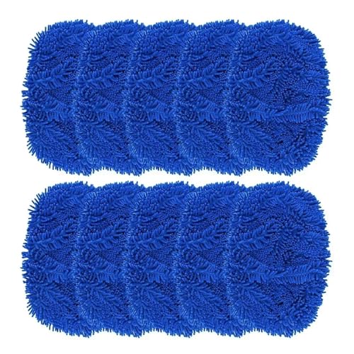 Flachwischtuch Mit Gummiband, Waschbar, Wiederverwendbar, Mikrofaser-Wischpads, Trocken Und Nass, Nachfüllpackung For Die Reinigung Mit Kehrmaschinen Und Rotationsmopps(10 PCS BLUE) von NUIXQKMRR