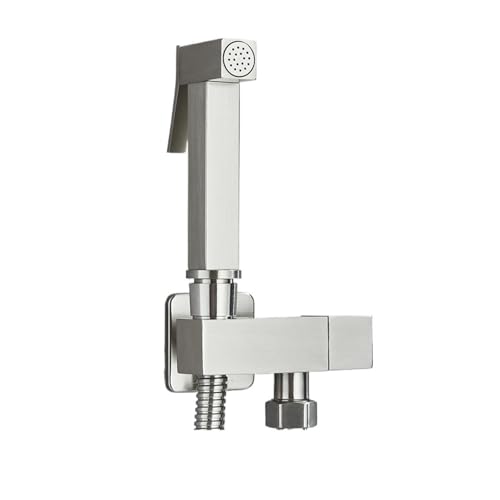 Kompatibel Mit Uythner, Badezimmer-Bidet-Wasserhahn, Messing, Unterlegscheibe, Mischbatterie, Einzelnes Kaltwasser, Duschbrause, Wasserhahn, Toilettengriff, Jet(Brushed Nickel A) von NUIXQKMRR