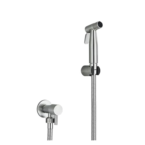 Kompatibel Mit Uythner, Badezimmer-Bidet-Wasserhahn, Messing, Unterlegscheibe, Mischbatterie, Einzelnes Kaltwasser, Duschbrause, Wasserhahn, Toilettengriff, Jet(Brushed Nickel B) von NUIXQKMRR