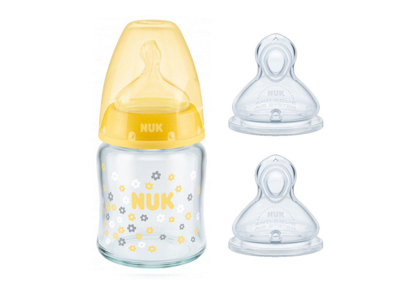 NUK Babyflasche NUK BabyfGlasflasche 120ml & extra set Silikon Sauger 0-6M VORTEILSET NUK Babyflasche NUK BabyfGlasflasche 120ml & extra set Silikon Sauger 0-6M VORTEILSET von NUK