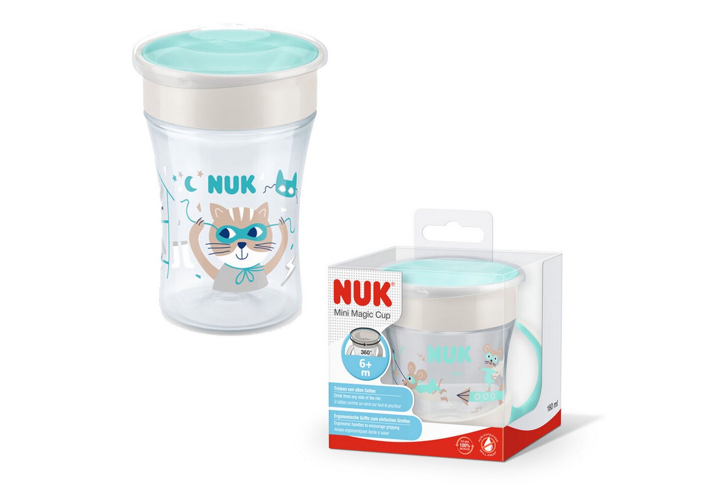 NUK Babyflasche NUK Trinkflasche mini Magic cup 160ml+Magic cup 230ml auslaufsicher NUK Babyflasche NUK Trinkflasche mini Magic cup 160ml+Magic cup 230ml auslaufsicher von NUK