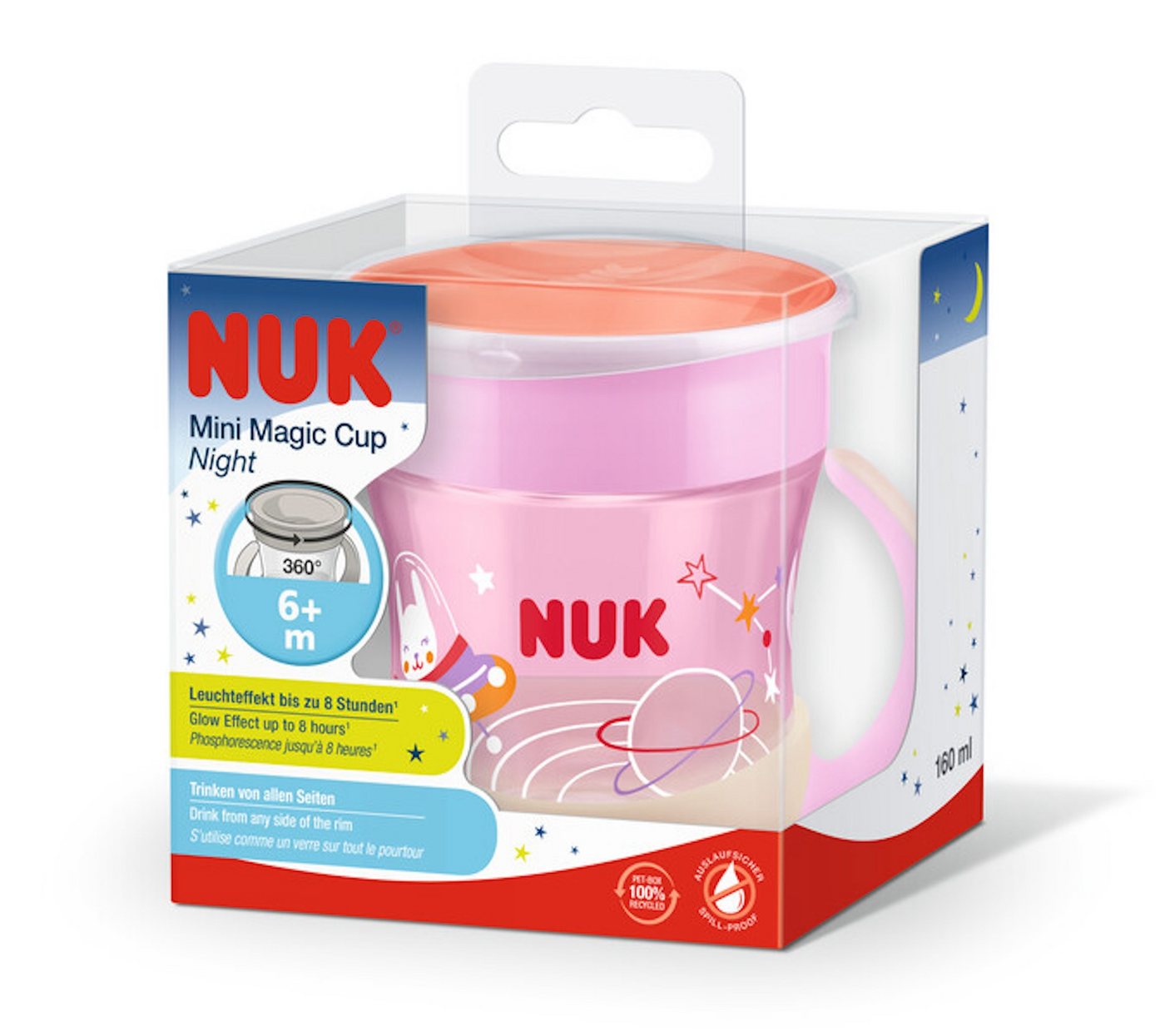 NUK Babyflasche NUK Trinklernbecher Glow in the dark Mini Magic cup NUK Babyflasche NUK Trinklernbecher Glow in the dark Mini Magic cup von NUK
