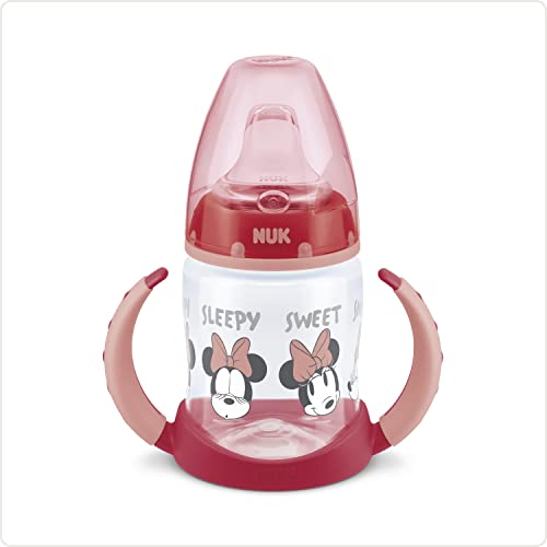 NUK Disney First Choice Learner Cup Sippy Cup | 6-18 Months | Temperature Control | Leak-Proof Silicone Spout | Anti-Colic Vent | BPA-Free | 150ml | Minnie Mouse (Red) von NUK