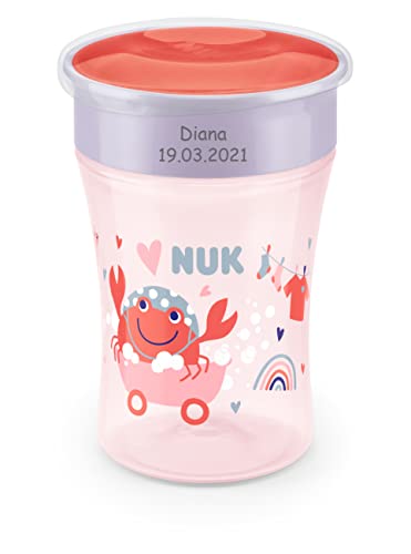 NUK Magic Cup Trinklernbecher mit persönlicher Gravur, auslaufsicherer 360°-Trinkrand, 8+ Monate, 230 ml (rot, NUK Magic Cup mit Gravur) von NUK