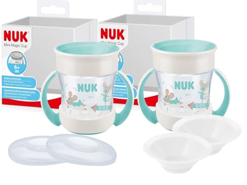 NUK Mini Magic Cup Set – 2x Mausmotiv Trinklernbecher 160ml + Ersatzdeckel & Ersatztrinktüllen – Kindgerecht, BPA-frei, Baby Becher ab 6 Monate NUK Mini Magic Cup Set – 2x Mausmotiv Trinklernbecher 160ml + Ersatzdeckel & Ersatztrinktüllen – Kindgerecht, BPA-frei, Baby Becher ab 6 Monate von NUK