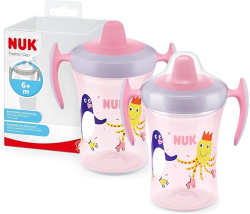 NUK Trainer Cup Trinklernbecher im praktischen Doppelpack, auslaufsicherer Becher mit weichem Trinkschnabel & ergonomischen Griffen, 6+ Monate, 230 ml, BPA-frei, rosa Pinguin | 2 Stück NUK Trainer Cup Trinklernbecher im praktischen Doppelpack, auslaufsicherer Becher mit weichem Trinkschnabel & ergonomischen Griffen, 6+ Monate, 230 ml, BPA-frei, rosa Pinguin | 2 Stück von NUK