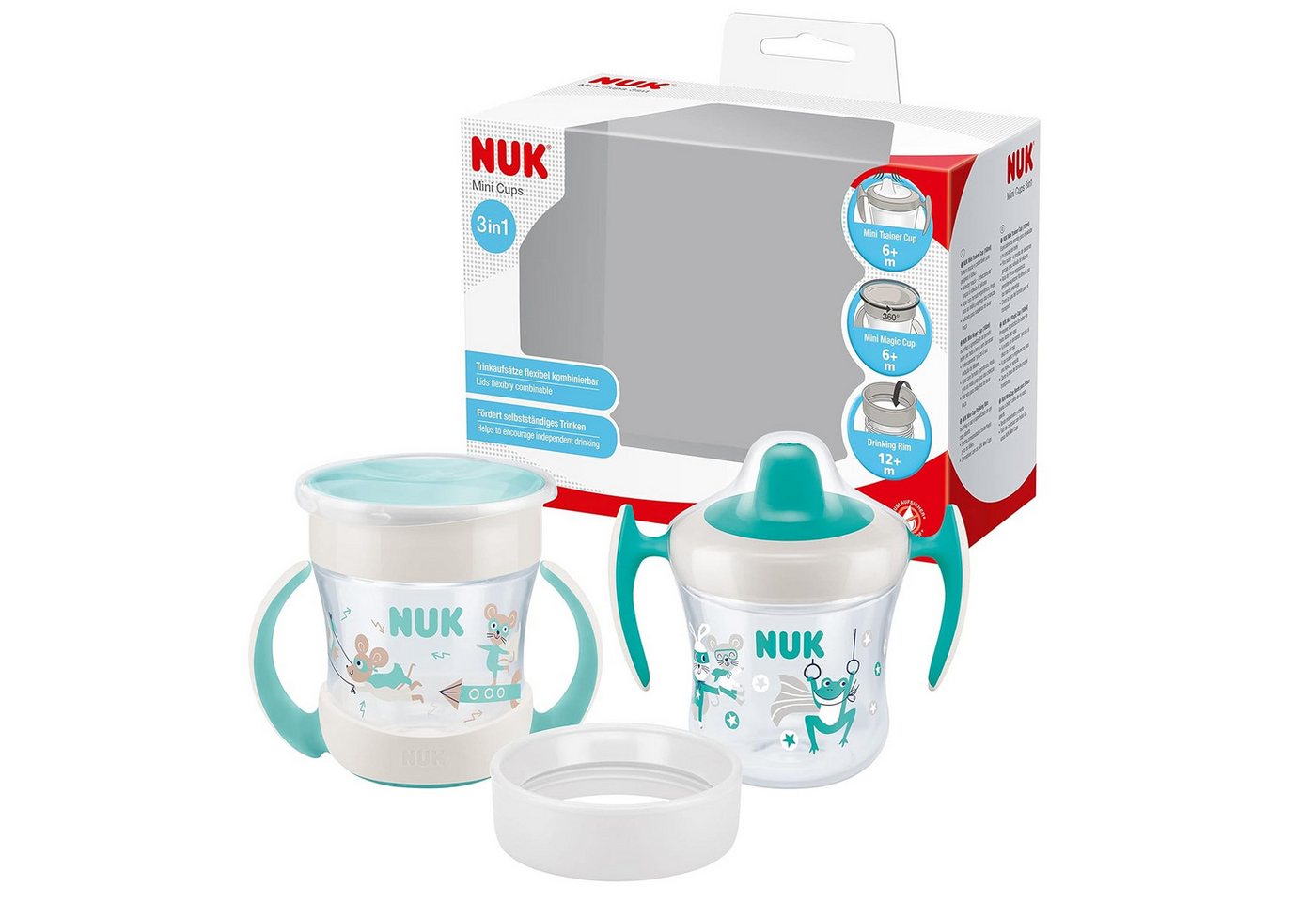 NUK Trinklernbecher NUK Mini Magic Cups Set – Maus & Frosch, 2er Pack, BPA-frei von NUK