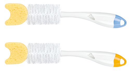 Nuk 10256278 Flaschenbürste 2 in 1 mit Schwamm, Farbe nicht wählbar, 2er Pack (2 x Flaschenbürsten) von NUK