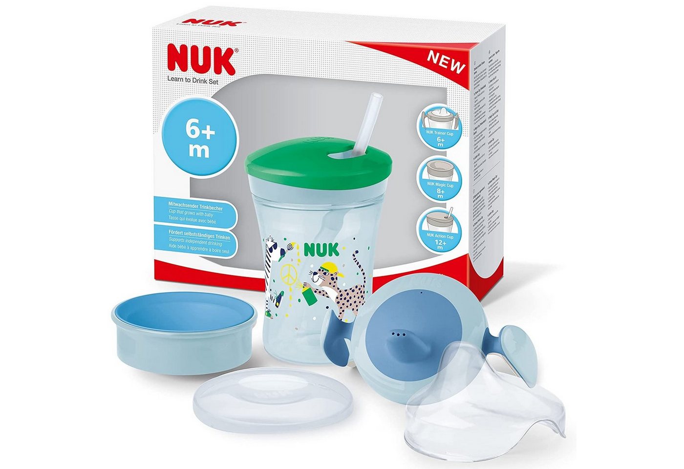 NUK Babyflasche NUK 3-in-1 Trinklernset mit Trainer Cup, Magic Cup &Action Cup, 230 ml von NUK