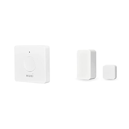 Nuki Opener, elektronisches Türschloss für Mehrfamilienhäuser, weiß & Door Sensor, Smarter Türsensor für Nuki Smart Lock, Mitteilungen (Tür offen, geschlossen) aus der Ferne, Bluetooth, weiß von NUKI