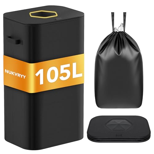 NUKVRYY 105L Flaschenbehälter Mit Deckel Wasserfester Behälter für leere Flaschen und Glas, Recyclingbehälter, Geeignet für Glasgläser, Plastikflaschen, Dosen von NUKVRYY