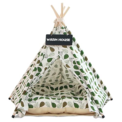 Tipi Zelt fur Hunde und Katzen,Pet Tipi Hunde-Katzenbett mit Kissen, Luxery Hundezelte Hundehöhle und Haustierhäuser mit Kissen und Tafel von NUKied