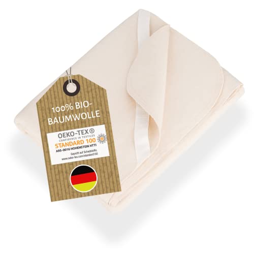 NULANI HOME® weiche Bio Moltonauflagen | Matratzenschoner 90x200cm - Made in Germany - 100% Bio-Baumwolle - Hautfreundlich & Allergiker geeignet | Matratzenauflage atmungsaktiv für Bett Matratzen von NULANI HOME