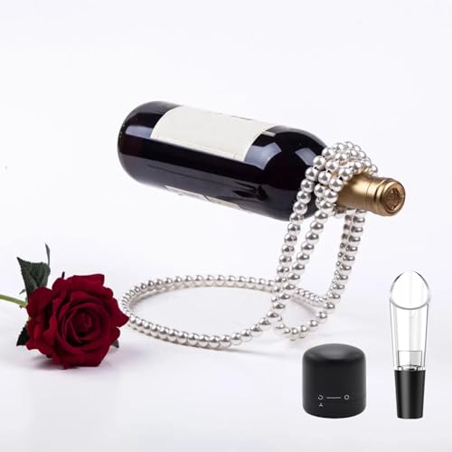NULAOBA Pearl Weinflaschenhalter Perle Weinhalter Schwimmender Weinhalter Weinflaschenhalter Dekorative Perlenkette Geformtes Weinregal für Bars und Heimdekoration von NULAOBA