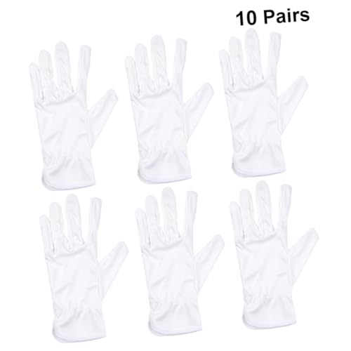 NULYLU 10 Paar Mikrofaser Handschuhe Weiß Stretchy Staubfreie Arbeitshandschuhe für Schmuckinspektion Haushalt Reinigung und Hautpflege Mehrzweck Schutz Bequemlichkeit von NULYLU