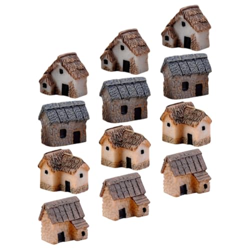 NULYLU 12 Stück Teiliges Resin Miniatur Dorfhaus Wetterfeste Kleine Häuschen für DIY Micro Landschaft Vielseitige Dekoration für Garten Pflanzgefäße und Schreibtisch Märchenhafte von NULYLU