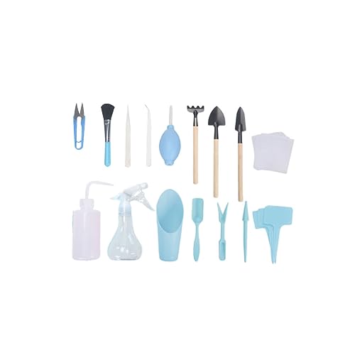 NULYLU 16 Stück Teiliges Mini Gartenwerkzeug Set aus Robustem Material mit Ergonomischem Design Inklusive Pflanzschaufel Gartenschere und Sprühflasche für Unkrautjäten Graben und von NULYLU