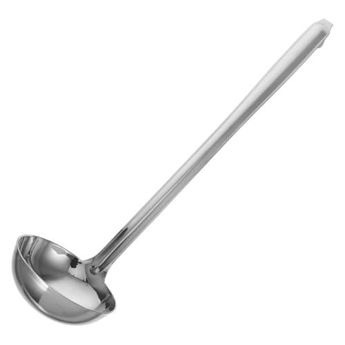 NULYLU Edelstahl Suppenkelle mit Langem Griff und Haken Tiefer Verstärkter Küchenlöffel für Suppe Porridge Hot Pot Robust Hitzebeständig Spülmaschinengeeignet für Haushalt und von NULYLU