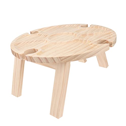NULYLU Klappbarer Weintisch für Picknick Garten Tragbarer Runder Tisch in Khaki für Outdoor Events Camping und Partys und Langlebig mit Flaschenhaltern und Einfachem Transport NULYLU Klappbarer Weintisch für Picknick Garten Tragbarer Runder Tisch in Khaki für Outdoor Events Camping und Partys und Langlebig mit Flaschenhaltern und Einfachem Transport von NULYLU