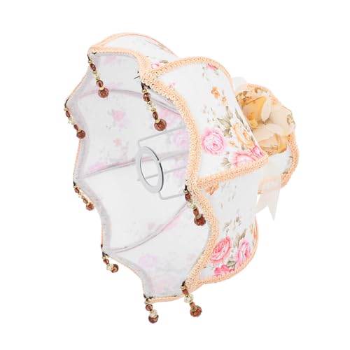 NULYLU Retro Lampenschirm aus Hochwertigem Stoff mit Spitzen und Perlendetails Dekorativer Lampenschirm für Tisch und Stehlampen Elegant für Wohnzimmer und Schlafzimmer Einfach zu von NULYLU