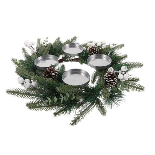 NULYLU Rustikaler Weihnachtskerzenring Weihnachtskerzenhalter Adventsring-kerzenhalter Simulierter Kranz Für Kerzen Weihnachtskranz-Kerzen-mittelstück Wohnzimmer-deko Esszimmer-deko von NULYLU