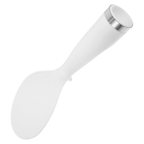 NULYLU Stehender Reislöffel aus Kunststoff mit Antihaftbeschichtung Selbststehender Servierlöffel für Reis Vielseitiges Küchenutensil zum Portionieren Rühren und Braten Weiß von NULYLU