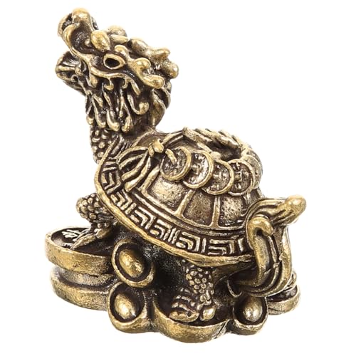 NULYLU Vintage Kupfer Drachen schildkröten Figur Miniatur Metall Skulptur Desktop Deko Feng Shui Glücksbringer Kompakt Langlebig für Wohn Arbeitszimmer von NULYLU