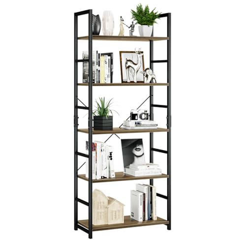 NUMENN Bücherregal mit 5 Ebenen, hohes Bücherregal, Aufbewahrungs-Organizer, modernes Bücherregal für Schlafzimmer, Wohnzimmer und Heimbüro, dunkles Walnuss NUMENN Bücherregal mit 5 Ebenen, hohes Bücherregal, Aufbewahrungs-Organizer, modernes Bücherregal für Schlafzimmer, Wohnzimmer und Heimbüro, dunkles Walnuss von NUMENN