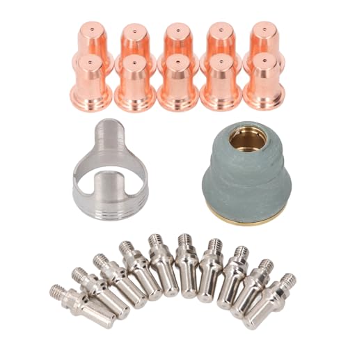 Plasma Cutter Elektrodenset 22 Stück Messing, Elektrodenspitzen Düsen Schutzkappe Führung für - Langlebiges Material, Schneller Austausch, für Plasma Schneiden von NUMNBE