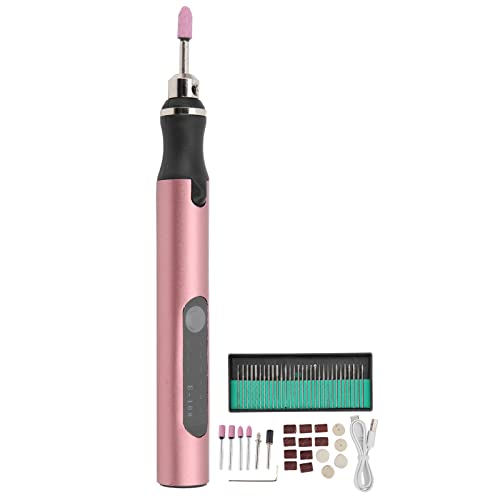 Elektrischer Mini - Gravierstift 5000 10000 18000 Umdrehungen Aluminiumlegierung Leicht und Präzise für Metall Holz Glas Keramik DIY Handwerk (Rose Gold) von NUMNBE