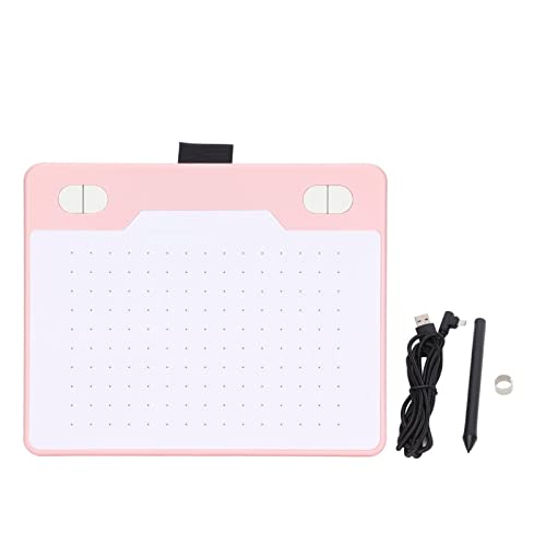 Grafiktablet kompakt 8192 Druckstufen passiver Stift kabellos USB OTG kompatibel für Android (Pink) von NUMNBE