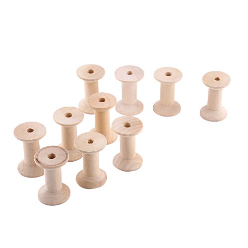 HOLZHOLLE LEERE GEWINDE SPULEN NATÜRLICHE HOLZFARBE FÜR SCHNUR TWINE BOBBIN CORD WIRE SET 10 von NUMNBE
