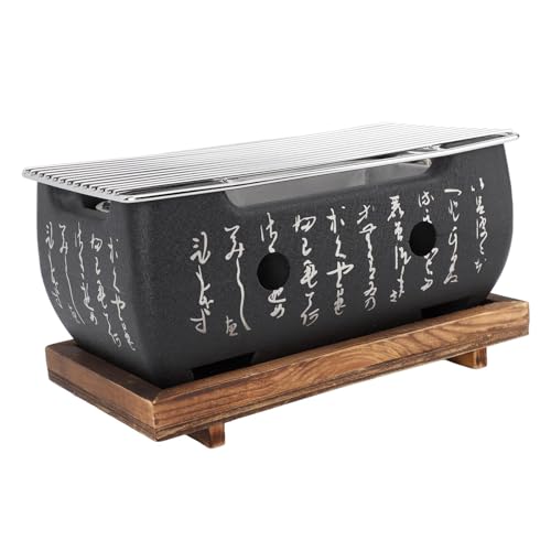 Japanischer BBQ Holzkohlegrill, Aluminiumlegierung, Rechteckig, XL, Tragbar - Schnelle Hitzeentwicklung, Gleichmäßige Grillfläche, Ideal für Camping und Garten (METRO) von NUMNBE