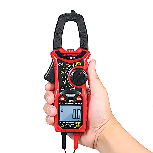 Klemmenstrommesser Multimeter mit LCD Display True RMS Auto Bereich Messung Mehrfachfunktion Widerstand Temperatur AC DC Spannung Strom (HT206D) von NUMNBE