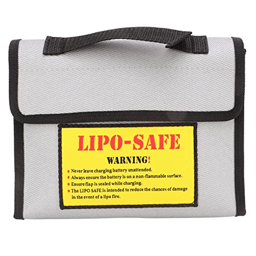 Lipo -Batterie -Beutel - Brandexplosionssicherer Sicherungspray, Wärmestrahlungsschutz mit Haken und Schlaufeverschluss für die Ladesicherheit von Lithiumbatterien von NUMNBE