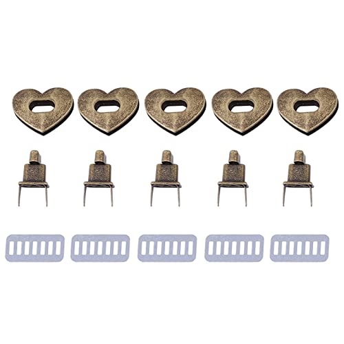METALLISCHER HERZFORMIGER DREHSCHLOSS DREHVERSCHLUSS FÜR HANDTASCHE - 2 FARBEN, 5 SETS (Antique Bronze) von NUMNBE