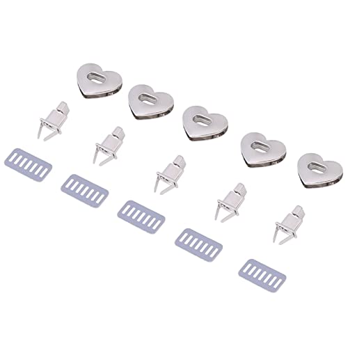 METALLISCHER HERZFORMIGER DREHSCHLOSS DREHVERSCHLUSS FÜR HANDTASCHE - 2 FARBEN, 5 SETS (Silver) von NUMNBE
