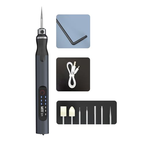 Mini Gravur Stift USB Wiederaufladbar Kabellos 3 Geschwindigkeiten 10 Watt Motor Aluminium Griff Für Holz Metall Schmuck Glas Gravur von NUMNBE