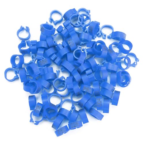 NUMNBE 100PCS Bag Plastikbuchentaubenbeinringe mit Nummern, 8MM 001-100 Vogelbeinringe (Dark Blue) von NUMNBE