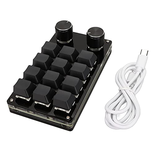 NUMNBE 12 Tasten Gaming Keypad mit 2 programmierbaren Drehreglern RGB Beleuchtung mechanisch Plug and Play für Spiele Video Bearbeitung und Büroanwendung von NUMNBE