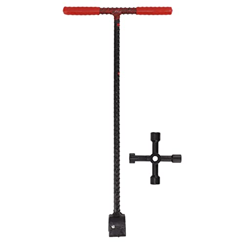 NUMNBE 41x20 cm Wassermesser Taste Stahl T -Griff Taste mit 4 -Wege -Multi -Funktions -Dienstprogrammschlüssel von NUMNBE