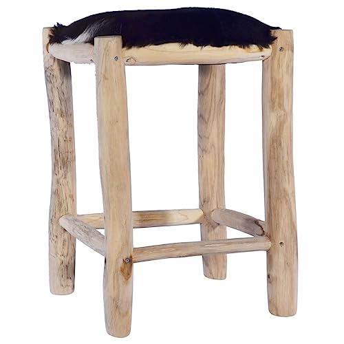 NUMNBE Barhocker echt Ziegenleder 30x30x55 cm Robustes Teakholz stabile Konstruktion rustikales Design für Restaurant und Wohnzimmer NUMNBE Barhocker echt Ziegenleder 30x30x55 cm Robustes Teakholz stabile Konstruktion rustikales Design für Restaurant und Wohnzimmer von NUMNBE