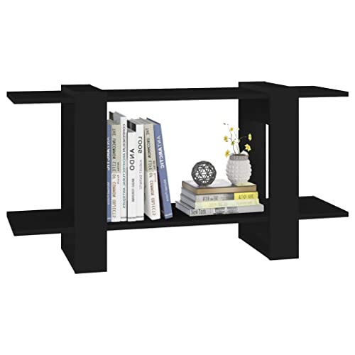 NUMNBE Bücherregal Schwarz 100x30x51 cm Aus Holzwerkstoff Stabiles & Platzsparendes Regal Mit Wandbefestigung Für Wohnzimmer Und Büro von NUMNBE