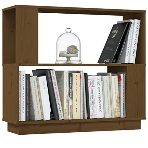NUMNBE Bücherregal aus massivem Kiefernholz 80x25x70 cm honigfarben vielseitig als Raumteiler mit offenem Design für Wohnzimmer und Büro von NUMNBE