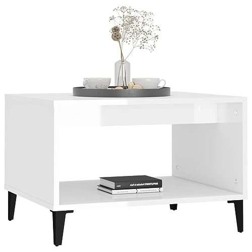 NUMNBE Couchtisch 60x50x40 cm Hochglanz Weiß Stauraum Metallbeine Robuste Holzplatte Wohnzimmer NUMNBE Couchtisch 60x50x40 cm Hochglanz Weiß Stauraum Metallbeine Robuste Holzplatte Wohnzimmer von NUMNBE
