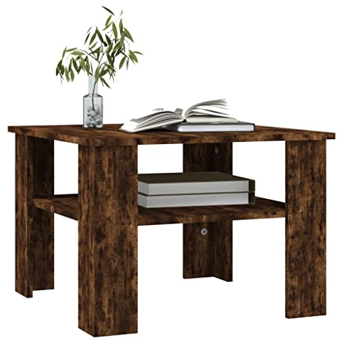 NUMNBE Couchtisch 60x60x42 cm Rauch Eiche Holzwerkstoff Modern Wohnzimmertisch Funktional Stabil von NUMNBE