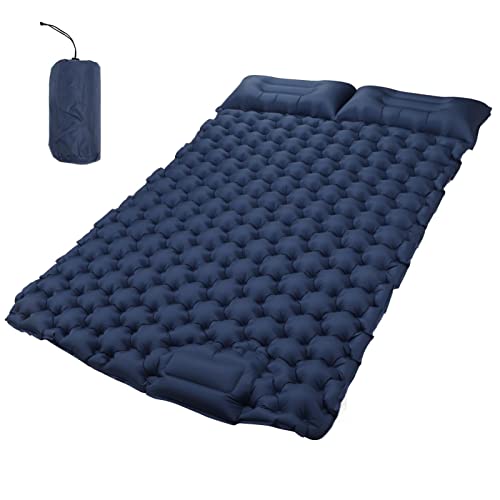 NUMNBE Doppelte aufblasbare Camping Pads - Ergonomisches Design, schnelle Aufblasen der Nylonmatte für Outdoor -Abenteuer (Marine) von NUMNBE