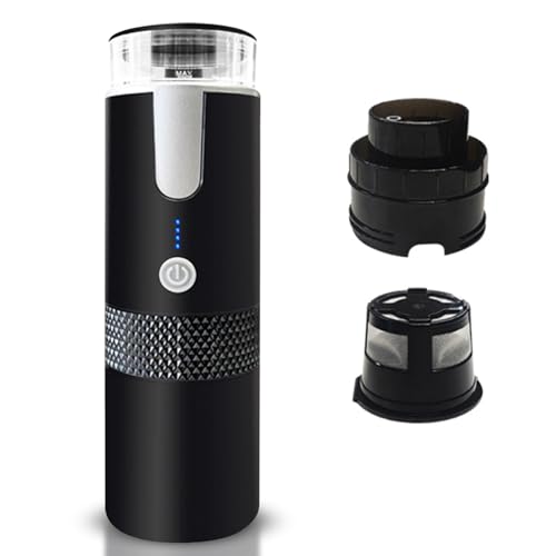 NUMNBE Espressomaschine Tragbar 170ml Automatisch 2 in 1 Kaffeepad und Pulver Mini Kaffeemaschine Wiederaufladbar aus Lebensmittelechtem Material für Reisen Camping Büro von NUMNBE