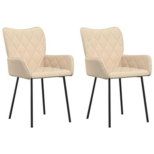 NUMNBE Esszimmerstuhl Creme 55x58x82 cm Komfortable Polsterung Metallrahmen Ergonomischer Armlehne Atmungsaktiver Stoff für Wohnzimmer von NUMNBE