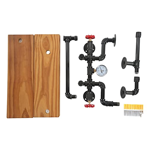 NUMNBE Floating Shelves Malleable Cast Iron Solid Wood 2 Tiers Pipe Wall Mounted - Industrieller Stil, Vintage Design, Platzsparend Für Wohnzimmer Und Küche von NUMNBE